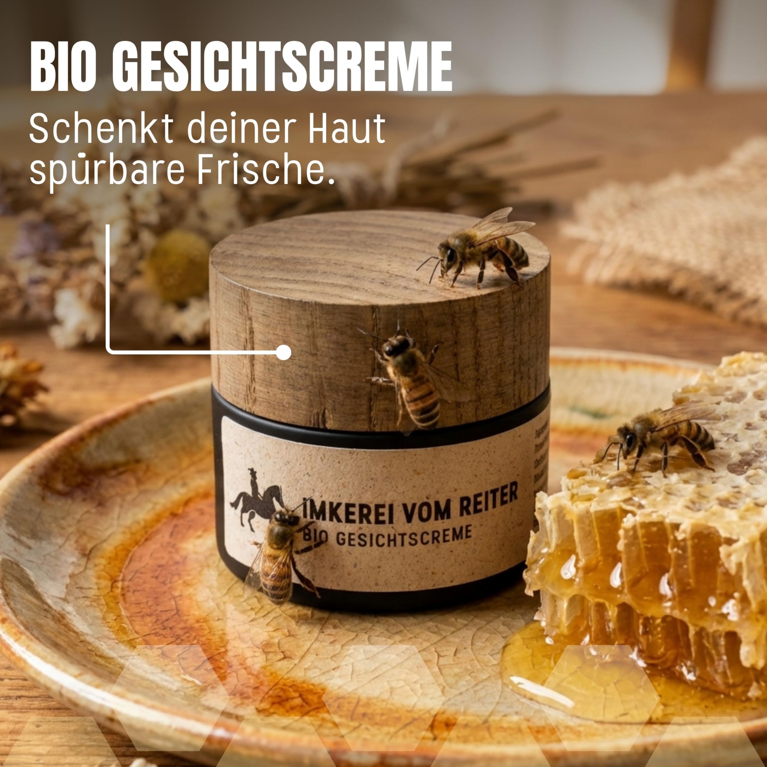 VOM REITER Pflege-Set mit Gebirgshonig – Gesichtscreme, Handbalsam & Duschgel 200ml – Zertifizierte Naturkosmetik für Gesicht, Hände & Körper – Feuchtigkeitsspendende Pflege für sensible trockene Haut