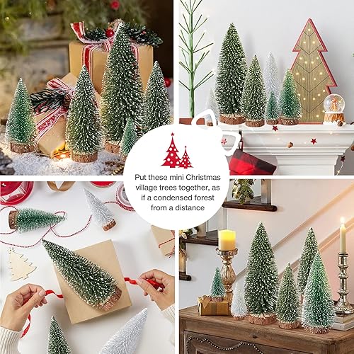 Miniatura 5 de 9 piezas de mini árboles de Navidad, decoración de Navidad artificiales con 4 tamaños, botella de árbol de Navidad, árboles de cepillo, decoración