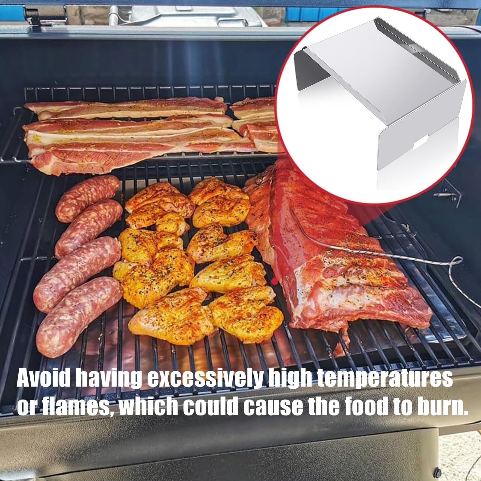 Piastra deflettore di controllo del calore per griglie a pellet migliora l'efficienza di cottura e la ritenzione accessori per griglie per barbecue di ricambio