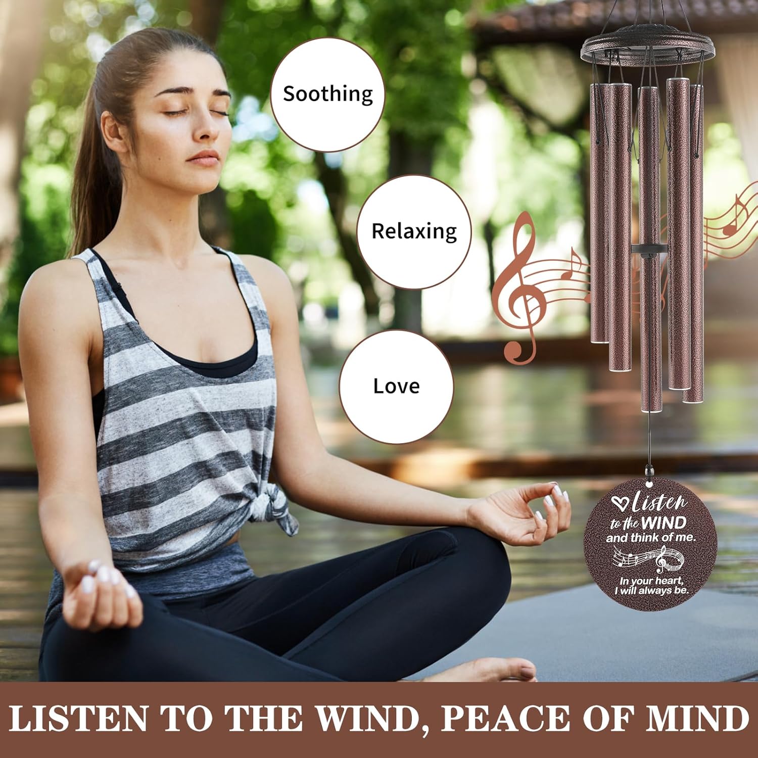 36 Inch Memorial Wind Chimes, Deep Tone Sympathy Wind Chime for Loss of Loved One, Outdoor Metal Wind Chimes for Garden Patio Porch Decor, Meaningful Gift for Mom Women Housewarming