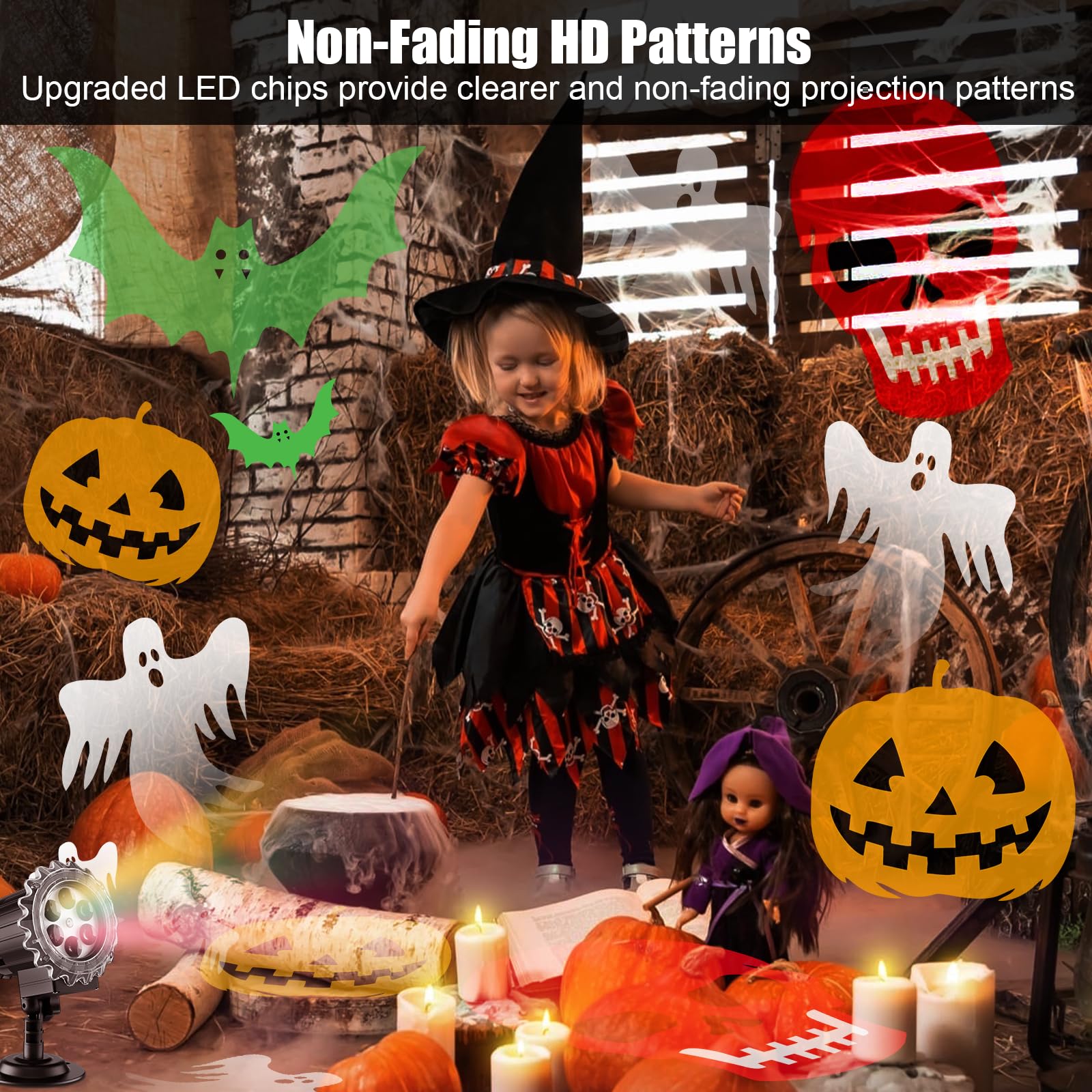 Halloween Projector Lights Outdoor, 3D Skull Ghost Halloween Decorations Outdoor Projector - View #5