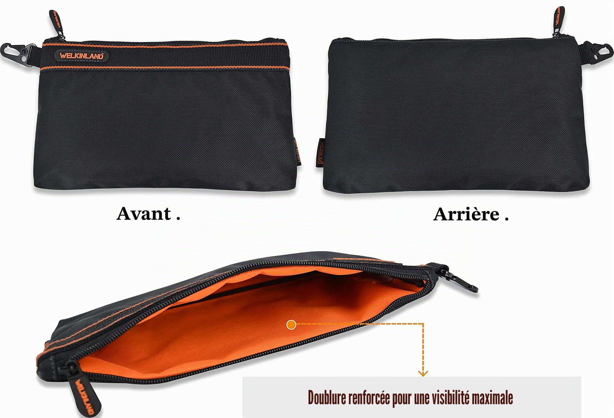 Lot de 4 petites pochettes à outils, pochettes à outils robustes, pochettes à outils d'électricien, pochettes à outils avec clip, pochette à outils d'électricien, petit sac à outils, petit sac à