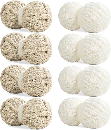 Vista 85 de HOMBYS Hilo de felpilla grueso verde salvia para tejer a mano, esponjoso, suave, jumbo, hilo súper voluminoso para manta gruesa, hilo para tejer