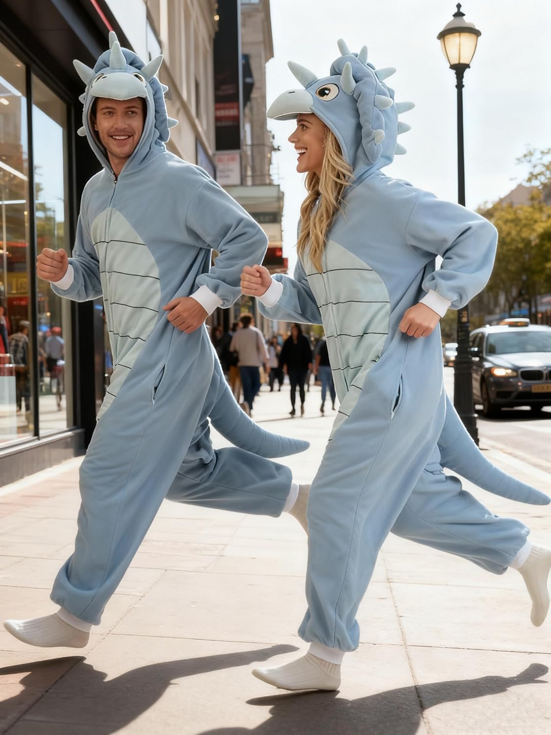 Dinosaur Costume Adult, Dinosaur Onesie Adult Triceratops Animal Cosplay Pajamas for Women men - Image 2