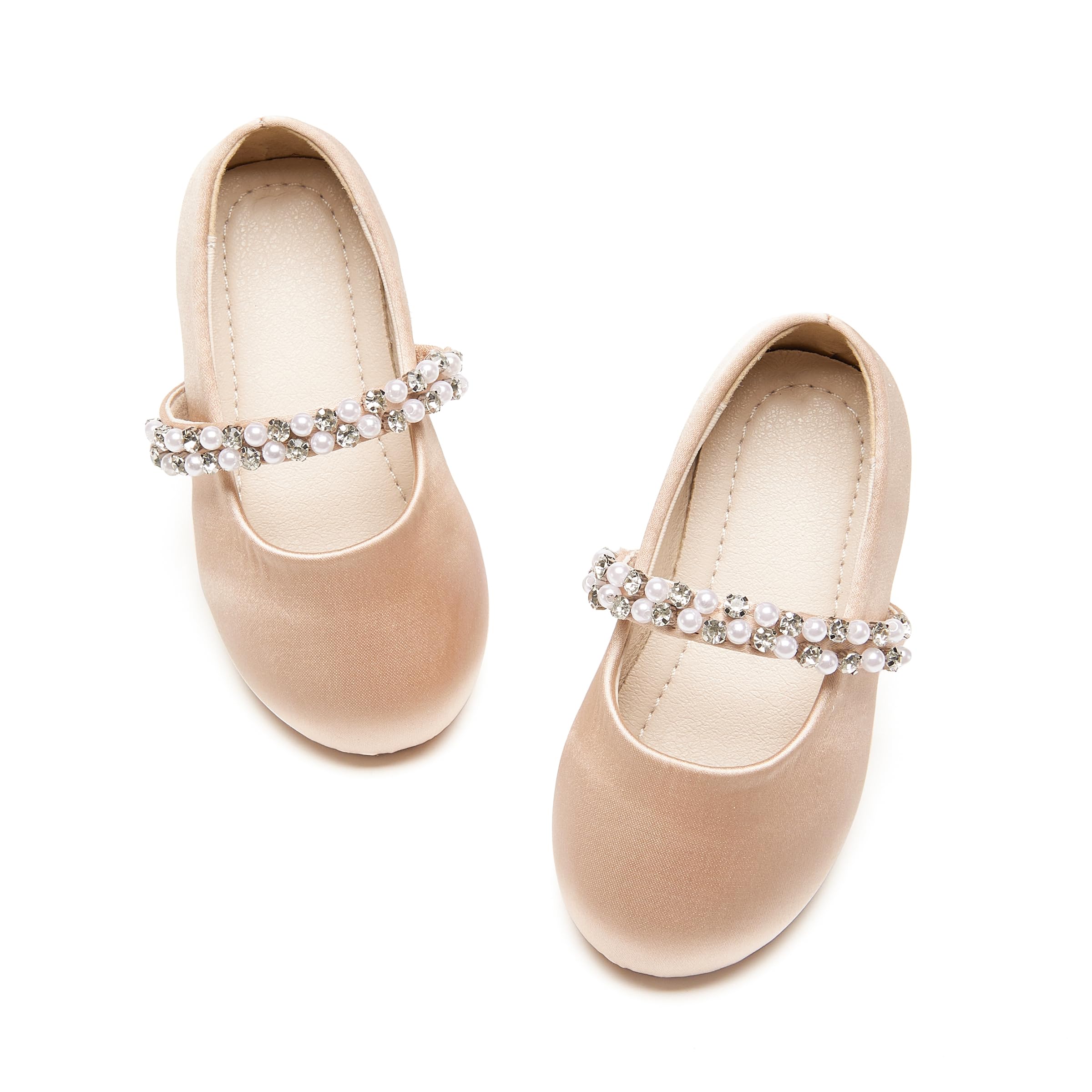 PHIRAMIN Toddler Flower Girl Dress Shoes - Little Girl Ballet Flats for Wedding Party