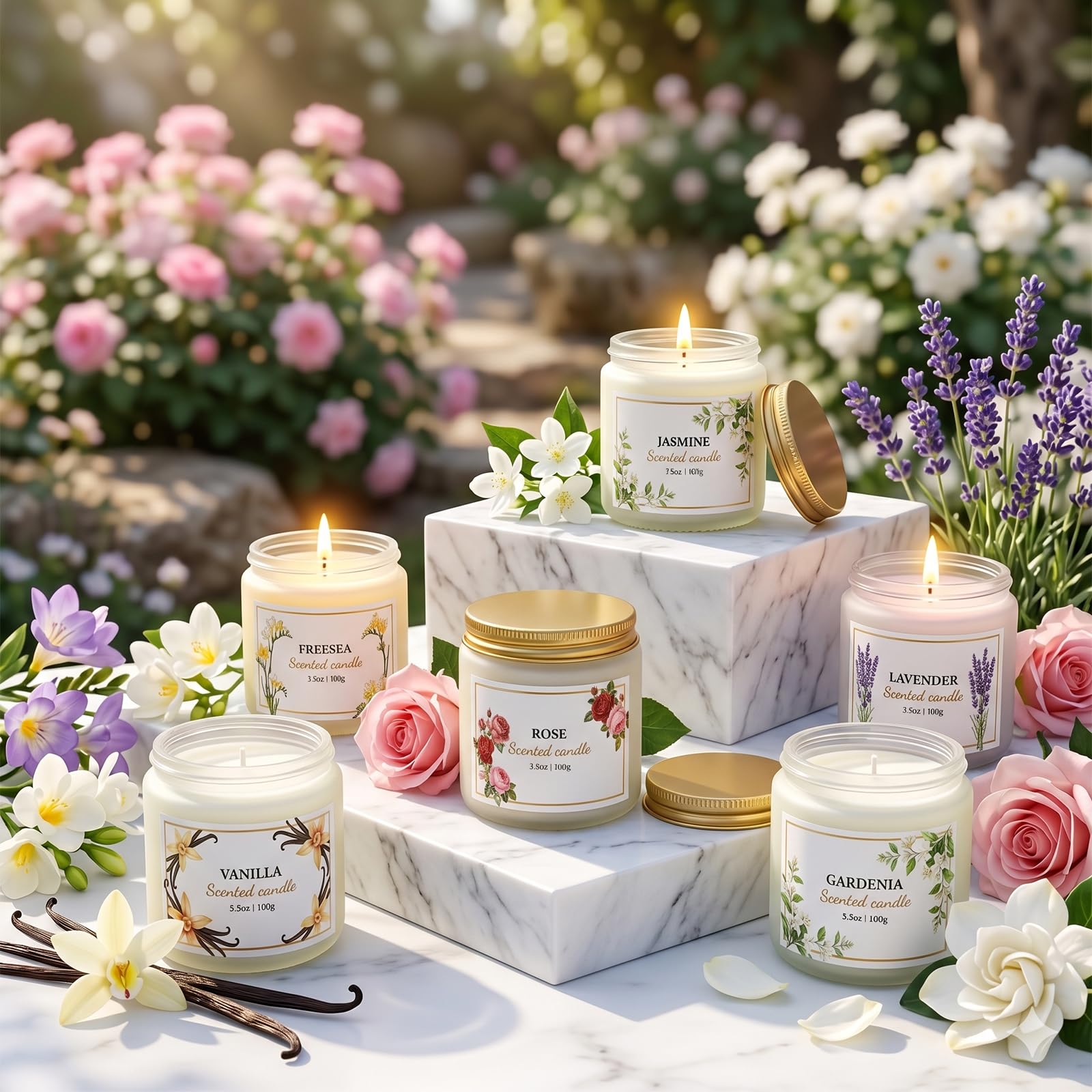 Velas perfumadas para mujer, velas de soja florales para el hogar, paquete de 6 velas relajantes para aliviar el estrés, velas de aromaterapia, regalos para mujer, cumpleaños, aniversario
