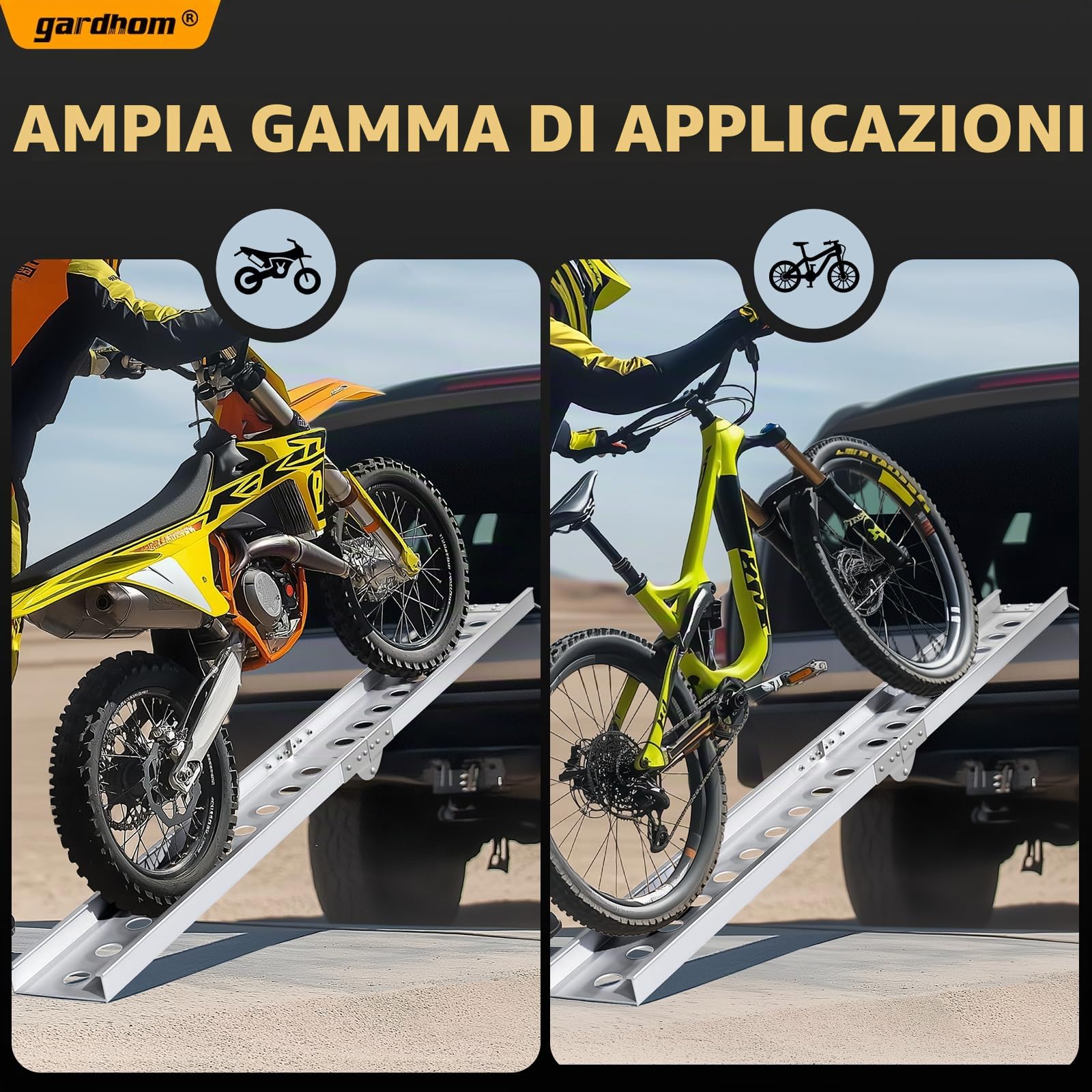 FACHNUO - Rampa pieghevole per moto Dirt Bike, in alluminio, porta moto con capacità di carico 200 kg, rampa di carico per auto con portellone posteriore, pickup e camion