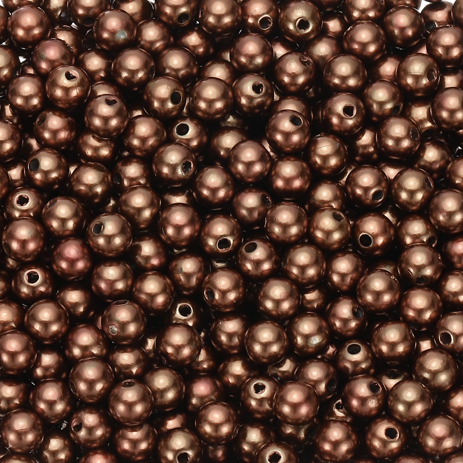 PATIKIL 8mm Round Shiny Pearl Beads, 980 Pcs Faux Pearls Loose Beads with Hole for Cosmetic Boxes DIY Parts Jewelry Making Wedding Birthday Party Home Decorating, Brown