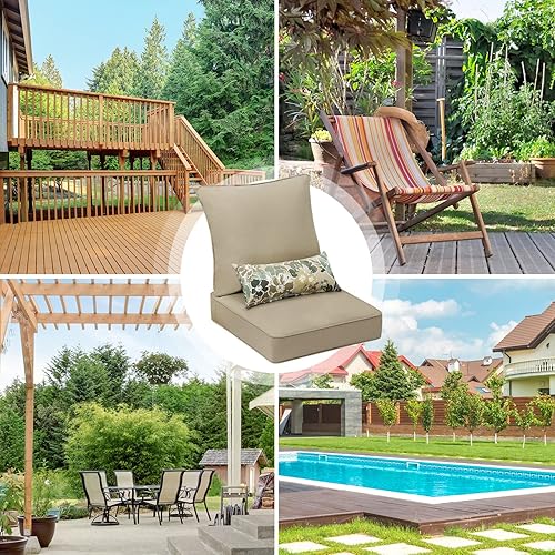 Miniatura 5 de Aoodor Muebles de patio de 24 x 24 pulgadas, asiento profundo para exteriores, cojín de sofá, respaldo de tela Summerbrella a prueba de