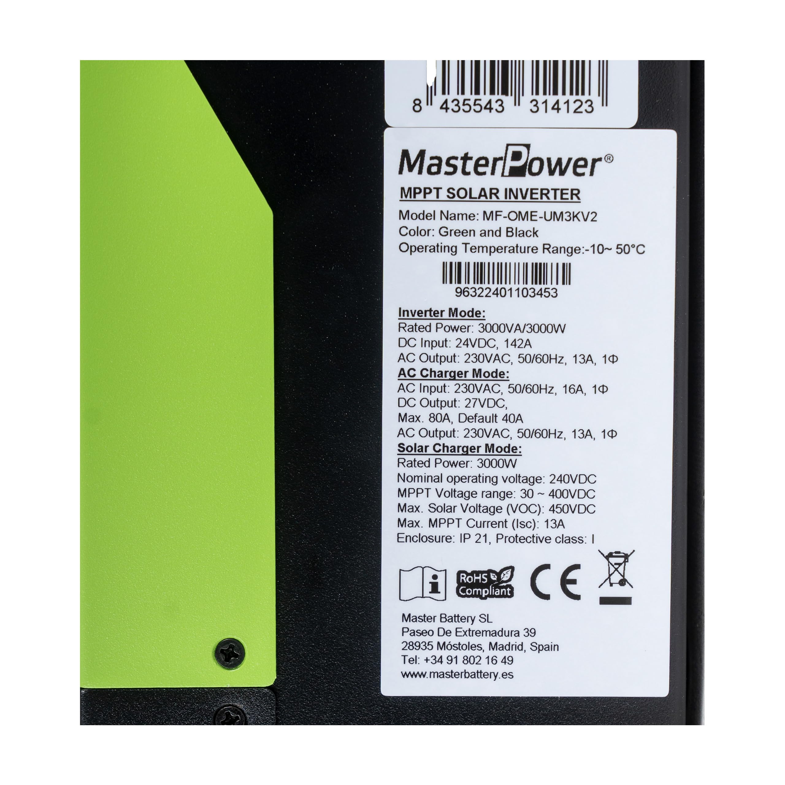 Master Power UM-V2 3000 W 24 V MPPT 100 A bis 3000 W in Panels