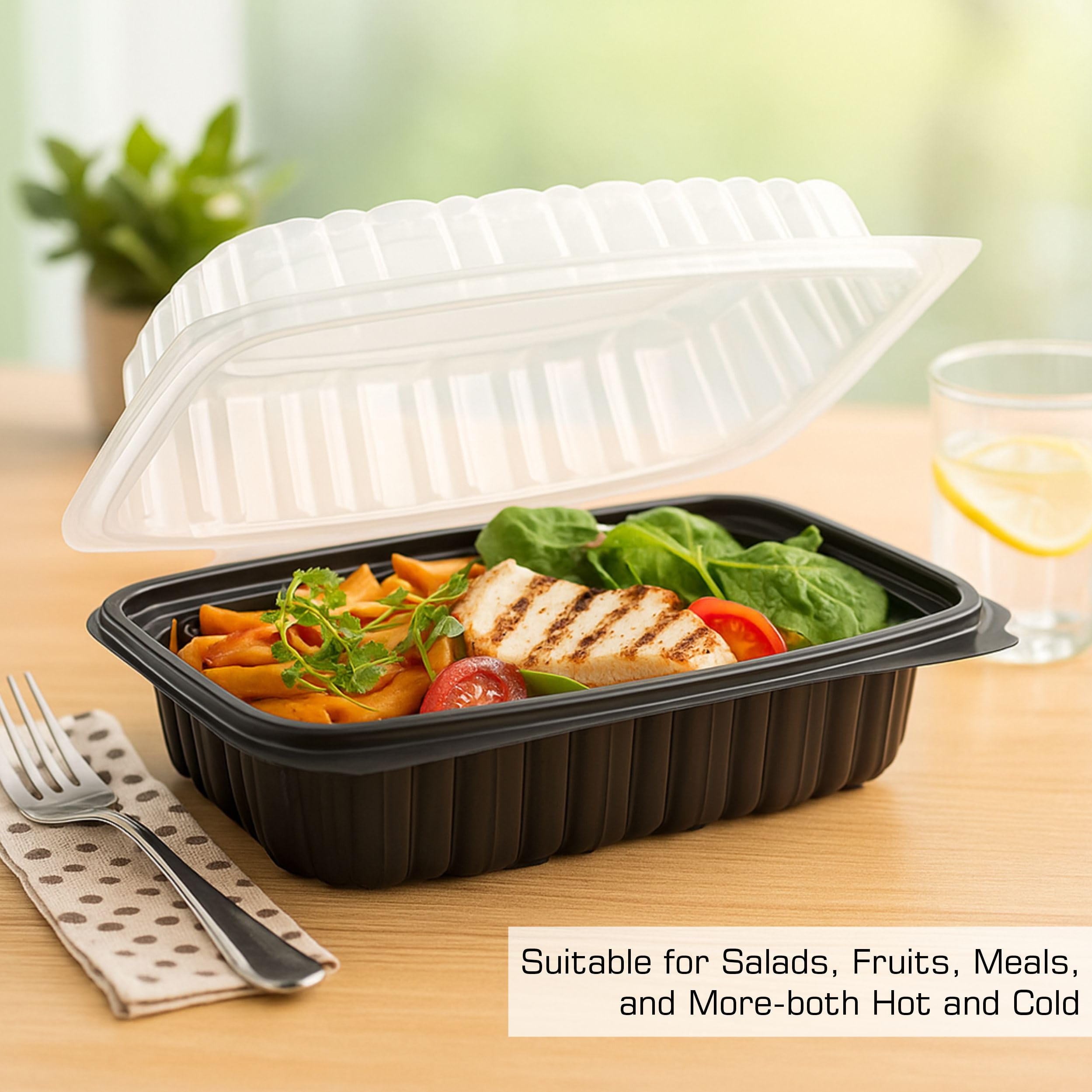 Amazon.com: EcoQuality 26oz Hinged 9x6x3 Inch Black Clamshell
