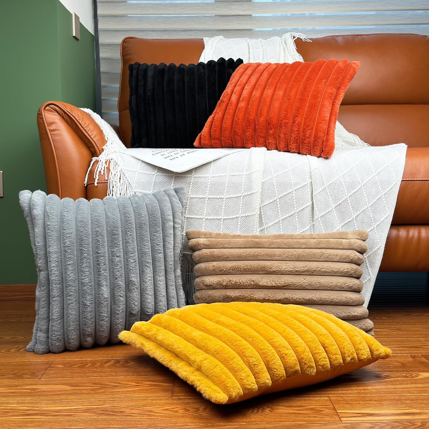 Amazon.com: COTEY 20x20 Decorative Faux Fur Throw Pillow Covers