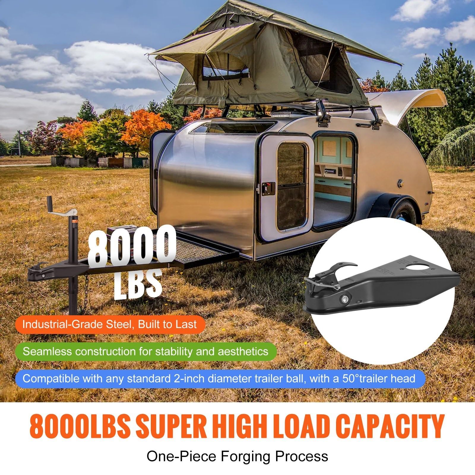 Łącznik Przyczepy 8000 funtów Przyczepa typu A-Frame Hook Hook pasuje do 2-calowej kuli zaczepowej Rozmiar kanału Części do kamperów Akcesoria do kamperów Złącza przyczep