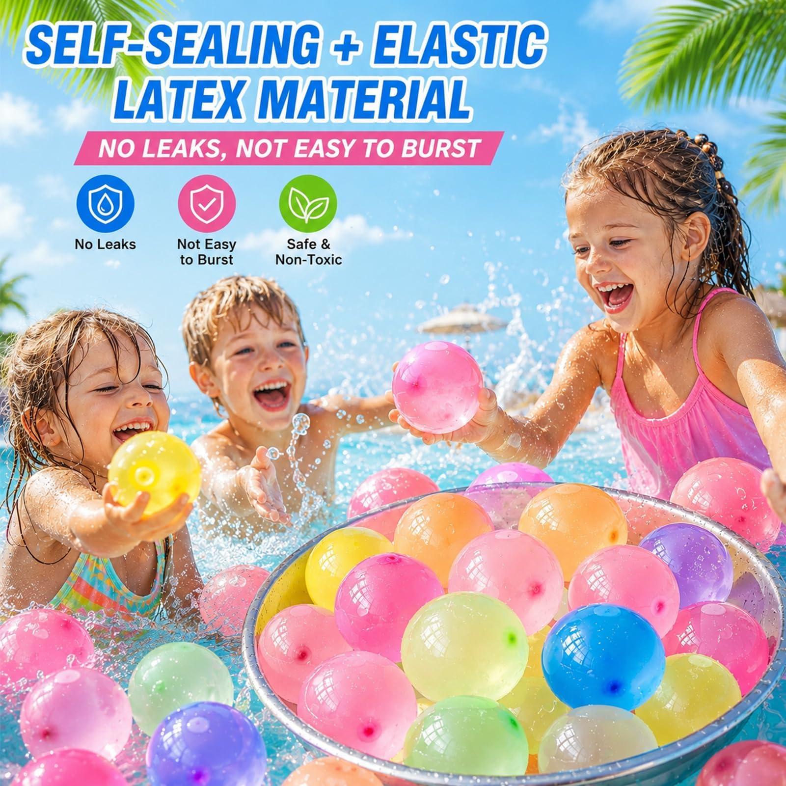 Lot De 666 Bombes à Eau Avec 4 Raccords De Robinet - Ballons à Fermeture Automatique - Pour Jeux D'eau En Extérieur, Piscine Et Fêtes D'été