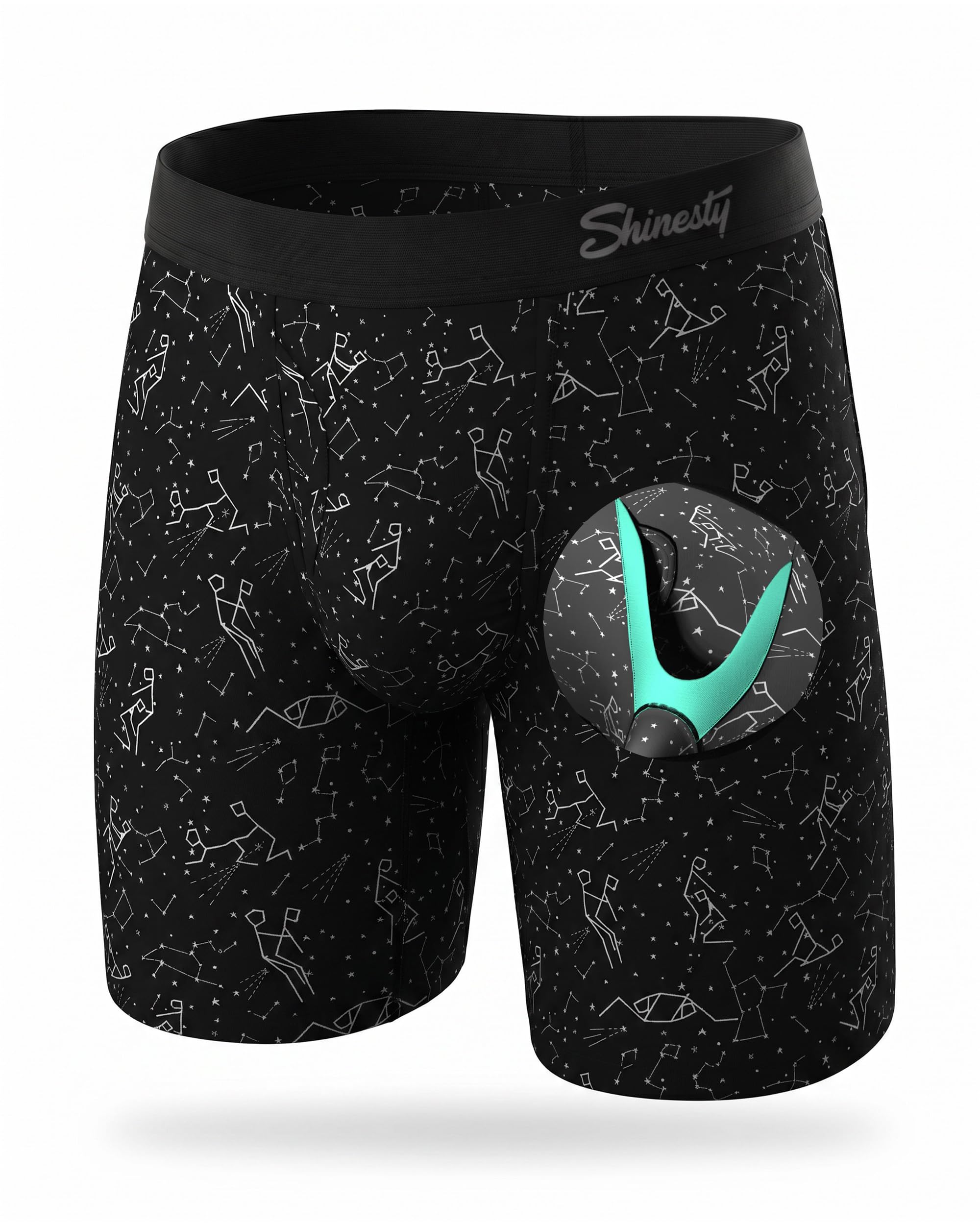 Shinesty Hammock Support Long Leg Boxer Briefs for Men | Anti-Chafing, Moisture Wicking, Breathable, Big Bang, XXL