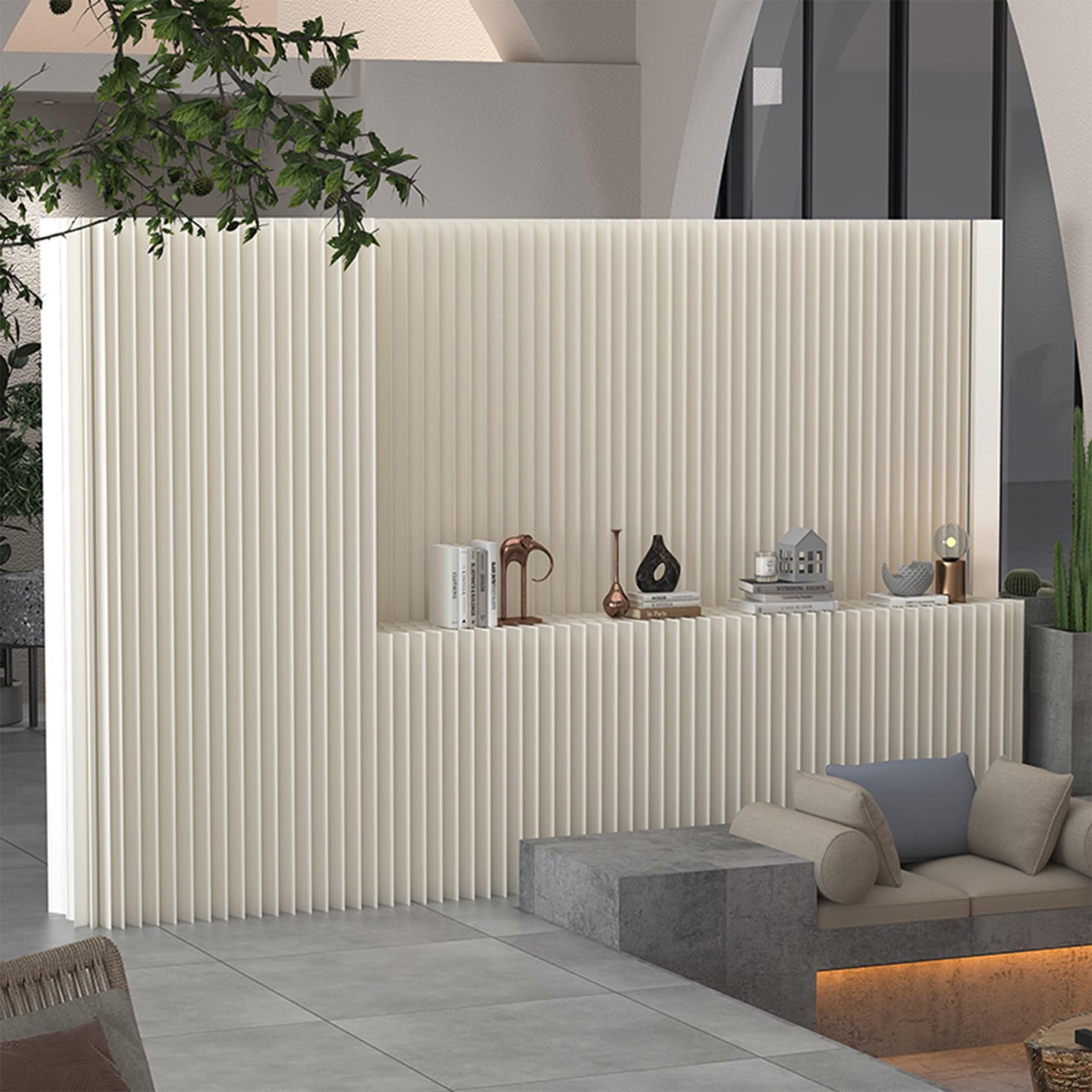 Paravent de séparation pliable en papier – Grande cloison rétractable pour une séparation élégante de la pièce et une amélioration de la décoration intérieure, parfait pour la maison et le bureau