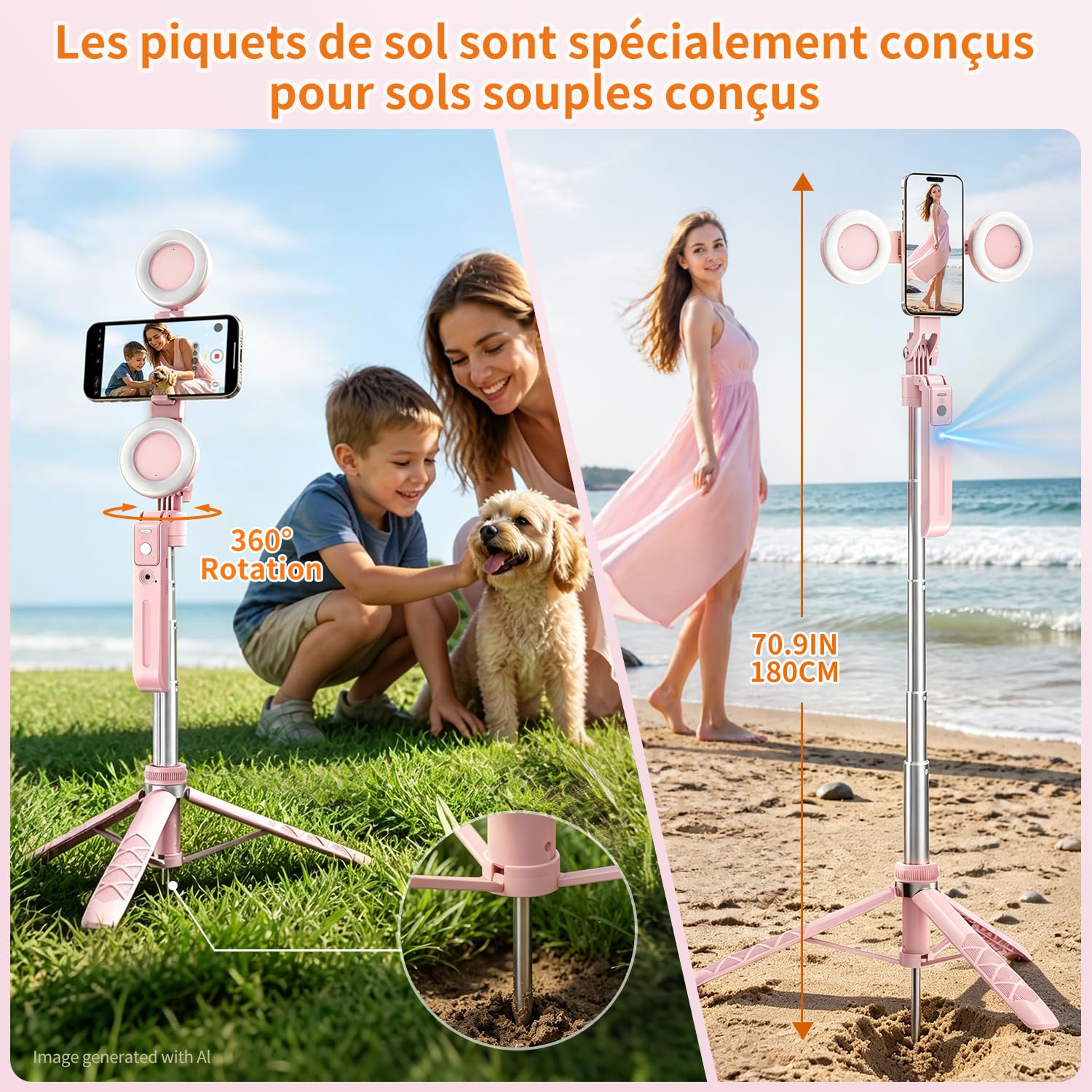 Trépied pour perche à selfie