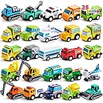 JOYIN 25 Pieces Pull Back Cars and Trucks Toy Vehicles Set for Toddlers, Girls and Boys Kids Play Set, Party Favors, School Gifts, Goodie Bags Stuffers for Kids, Christmas Birthday Gifts