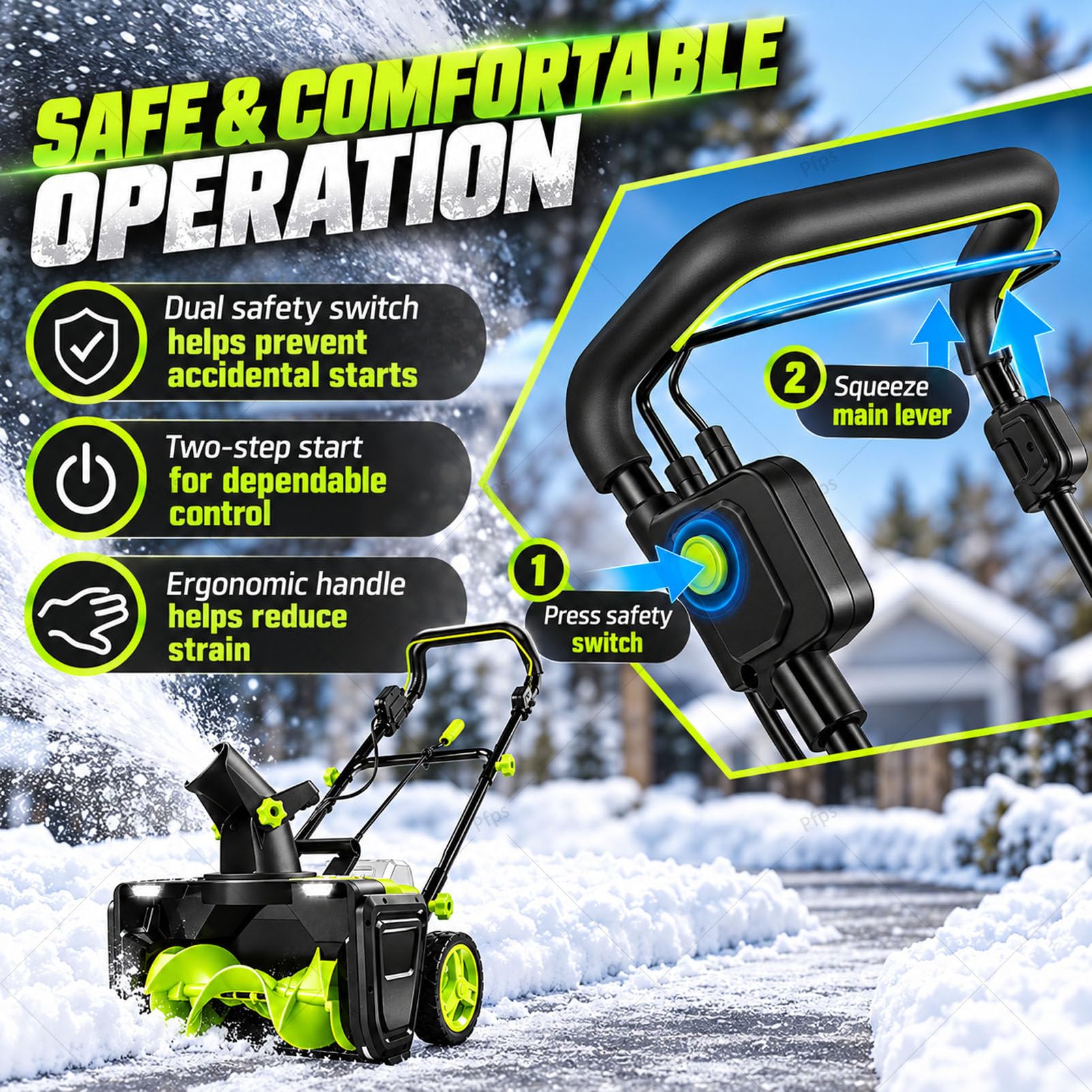 Souffleuse à Neige électrique sans Fil, 20 Pouces 4Batteries