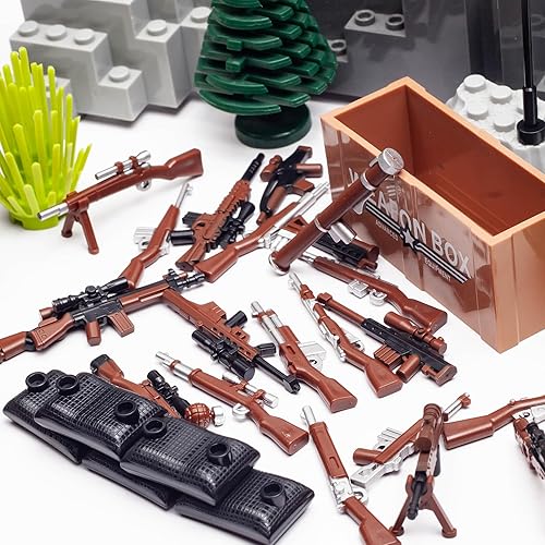 Miniatura 69 de Juego de 63 piezas de armas militares, accesorios de fuerzas especiales del Reino Unido, juguetes de armas, equipo militar, bloques de batalla