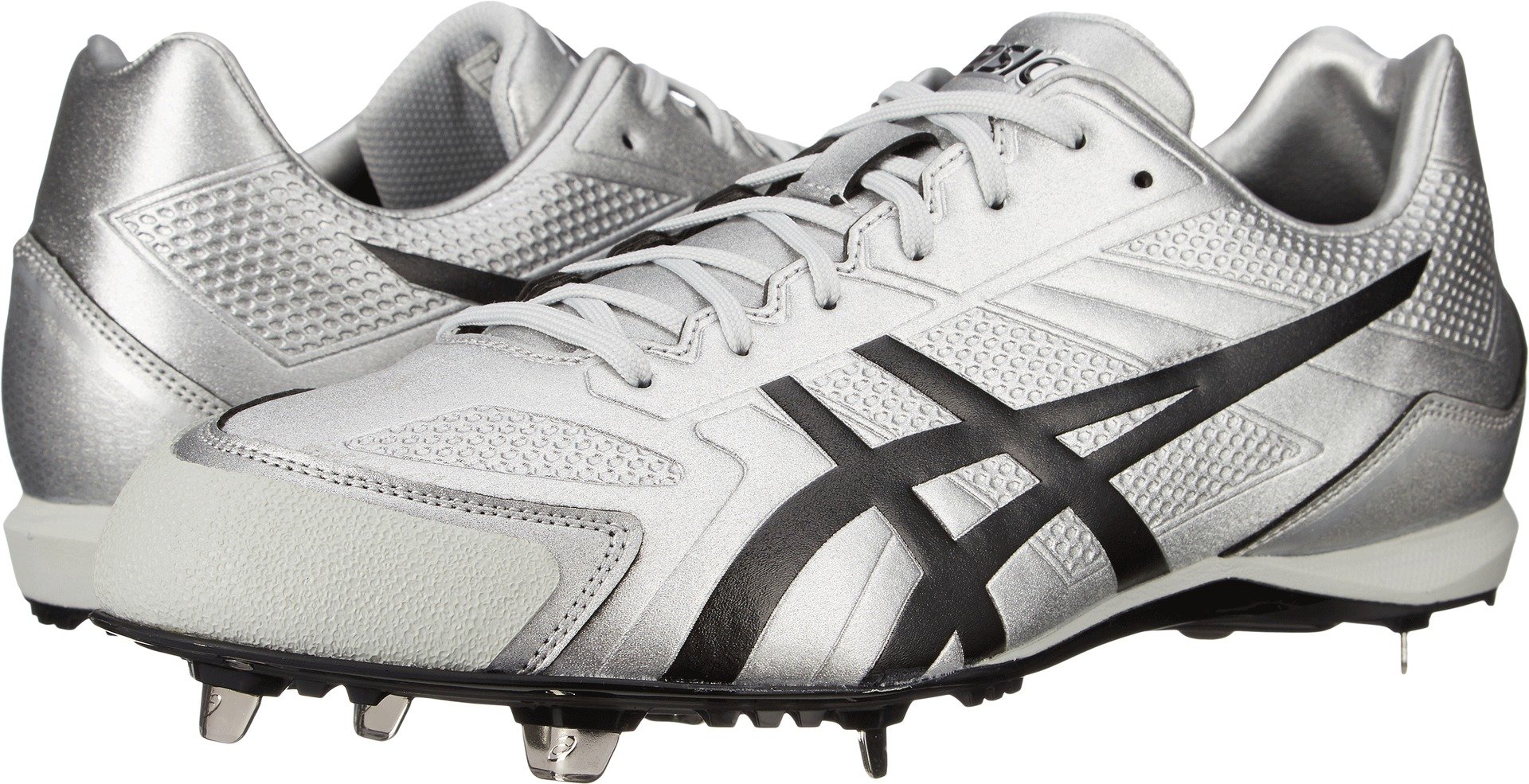 ASICS Men's Base Burner Baseball Shoe, Silver/Black, 6.5 M US