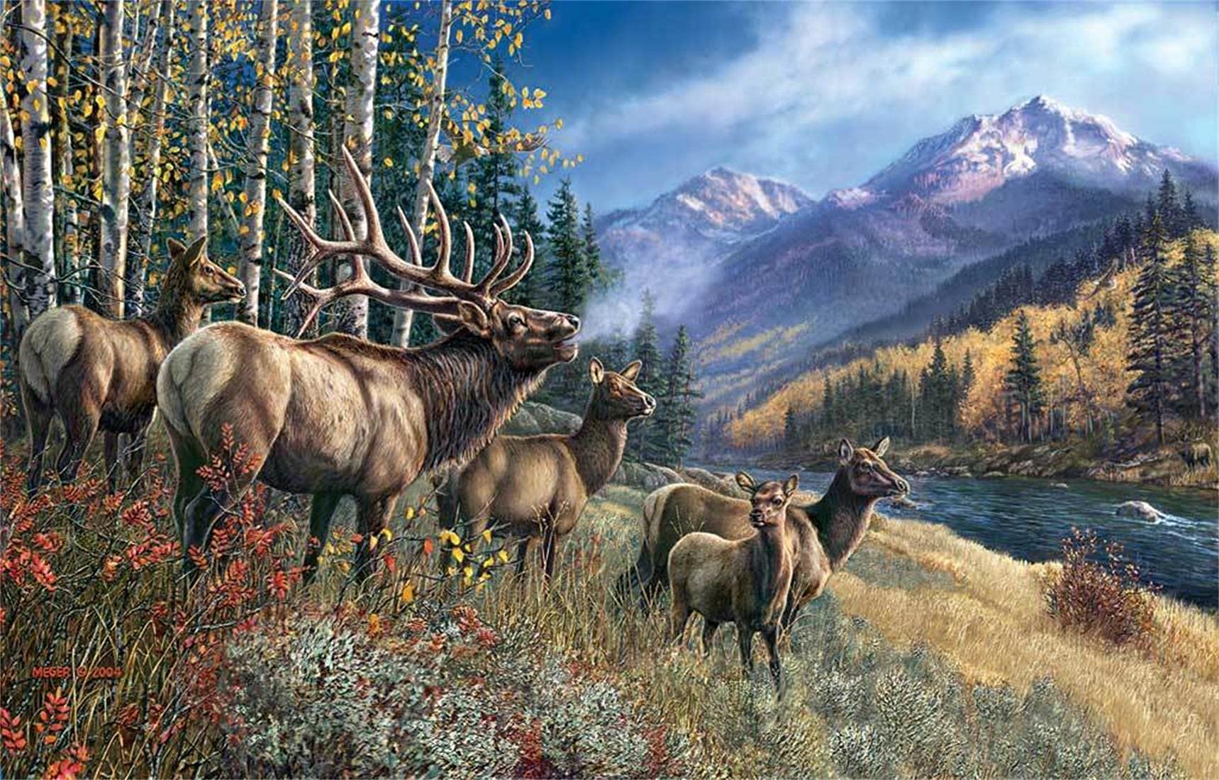 Adult Jigsaw Puzzle 1000 Piece Wooden Puzzle Mountain Elk Animal
