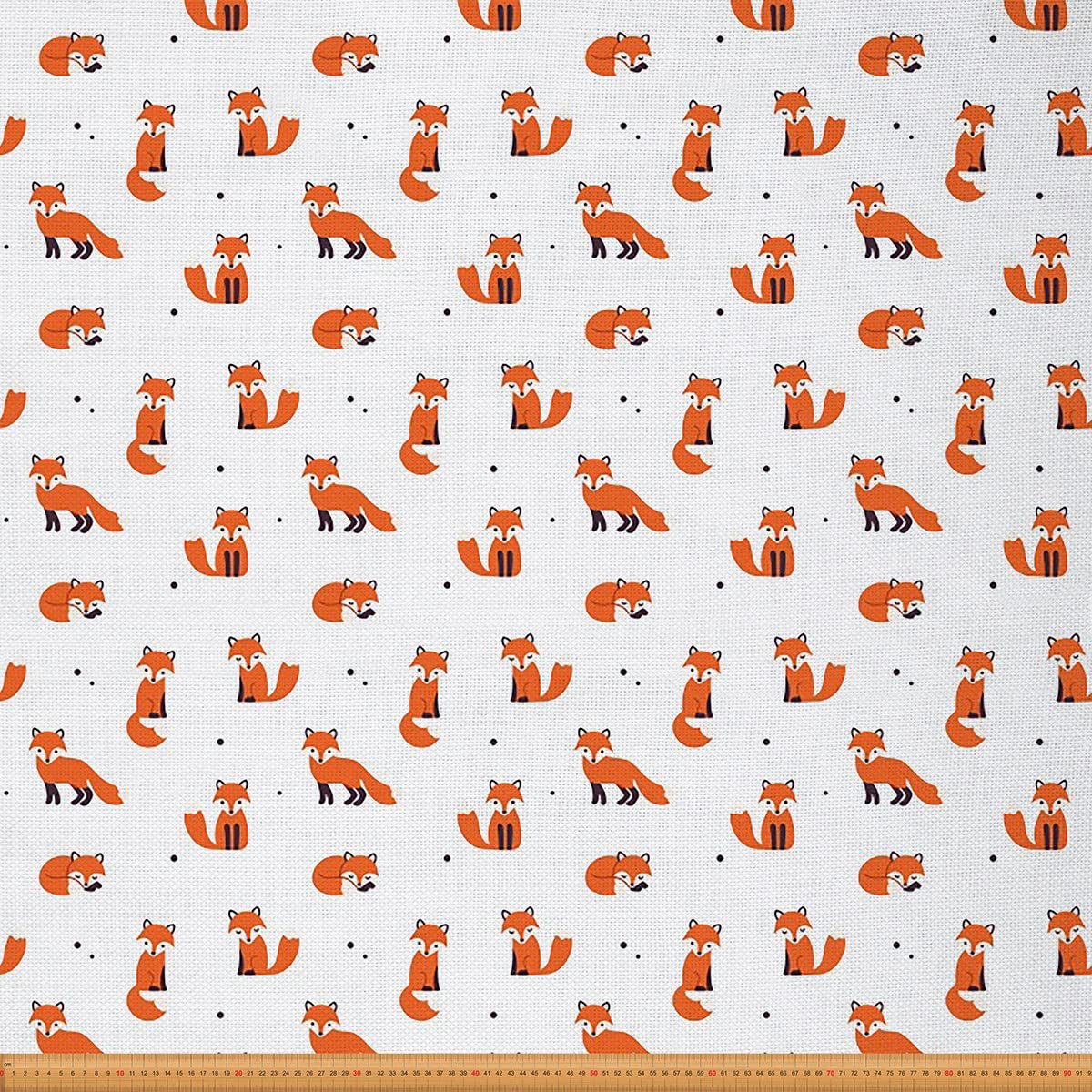 Fox Outdoor Fabric by The Yard Cute Cartoon Woodland Foxes Upholstery Fabric for Chairs Wild Animal Decorative Fabric for Home DIY Projects 2 Yards,(L184*W150cm) Orange White