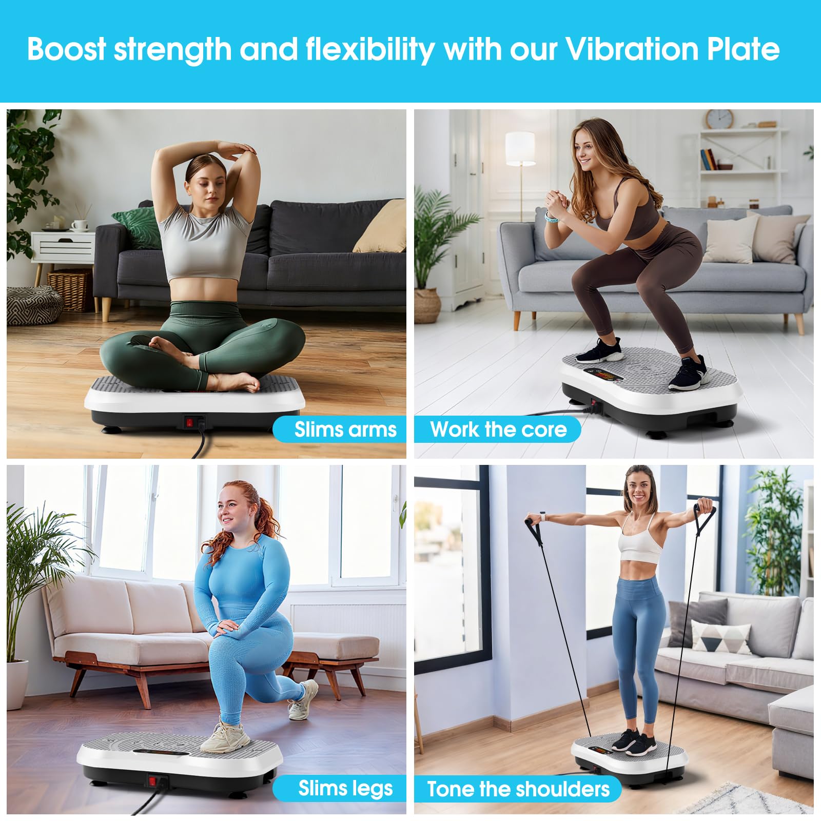SoftGym Power - Piastra vibrante per il drenaggio linfatico per perdere peso, capacità 136-181,4 kg, piattaforma vibrante per allenamento completo di tutto il corpo, piastra vibrante per fitness a