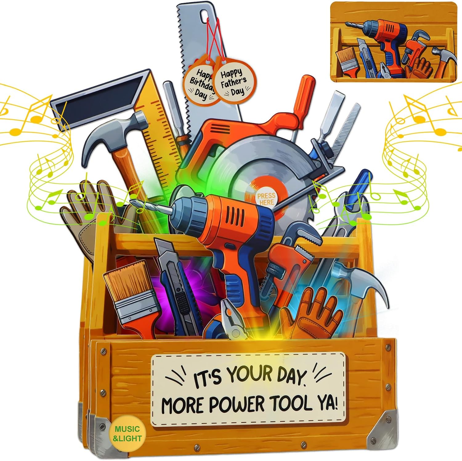 FaCraft Musical Dad Birthday Card - 3D Pop Up Toolbox Fathers Day Card