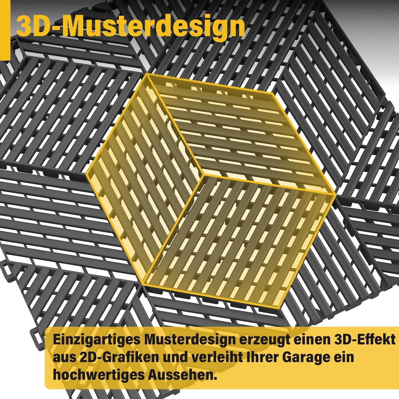 jxgzyy 30 Stück Garagenboden Fliesen, 40x40 cm Klicksystem Ineinandergreifende Garagenboden, 10,000 kg Belastbarkeit Garagen Drainagematte für Garagen, Keller, Schwimmbäder, Schwarz