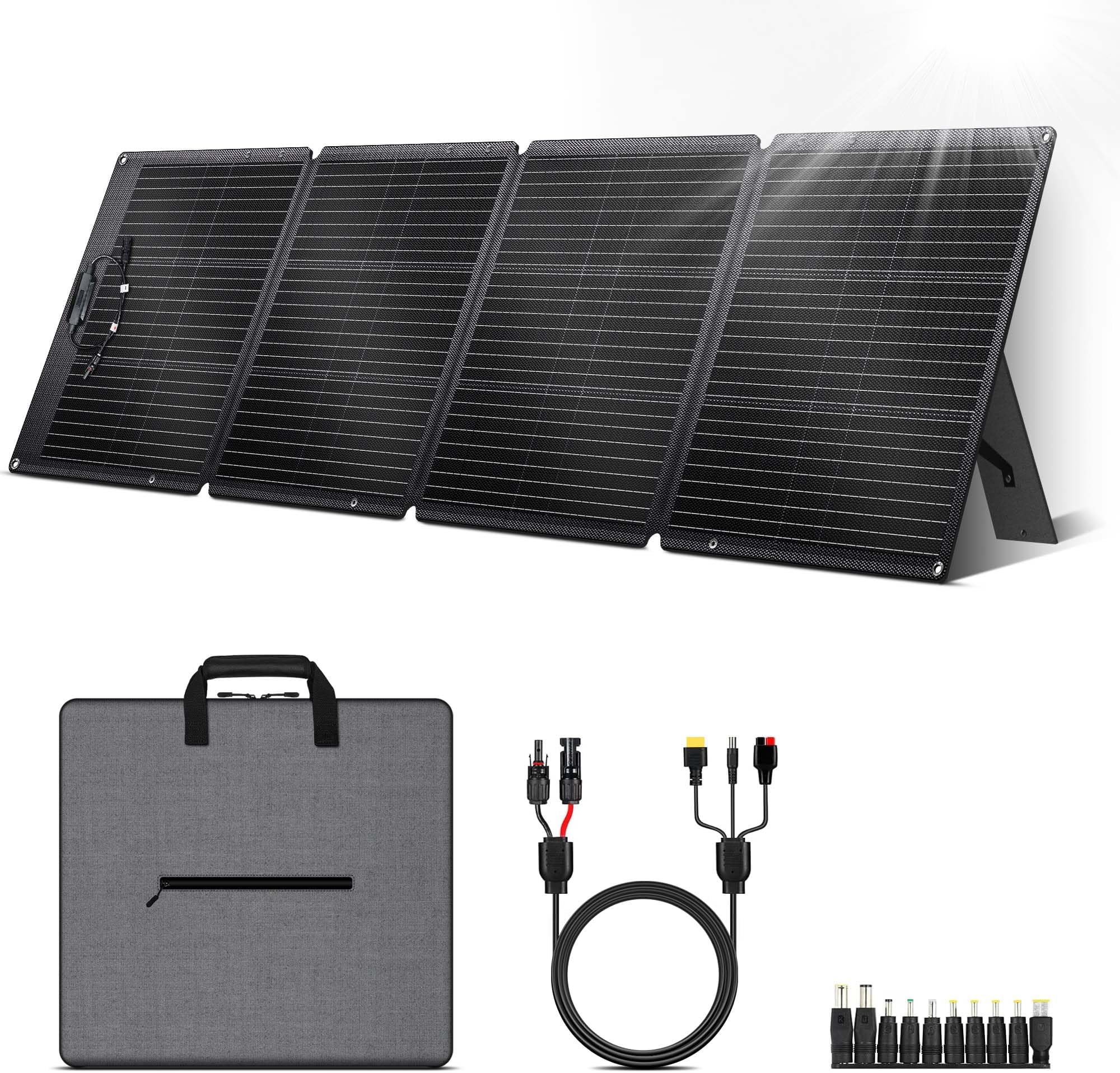 200W Portable Solar Panel, ETFE Foldable Solar Charger 23.7% High Efficiency for Hiking Camping Power Station RV Outdoor Home Backup