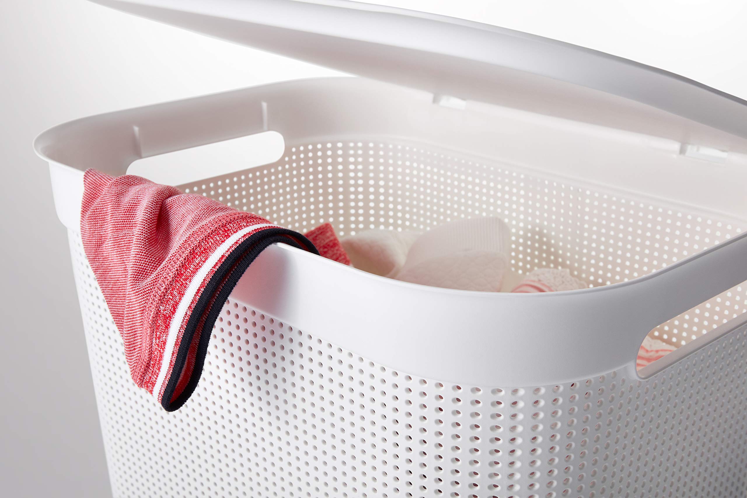 Rotho Laundry Basket, plastic (PP) BPA-free, Black, 50l, 43 x 34 x 53 cm