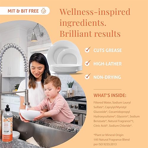 Miniatura 4 de Therapy Clean - Jabón para platos, fragancia 100% natural, líquido para lavar platos a base de plantas (Sal marina y eucalipto (calma y calma), 16