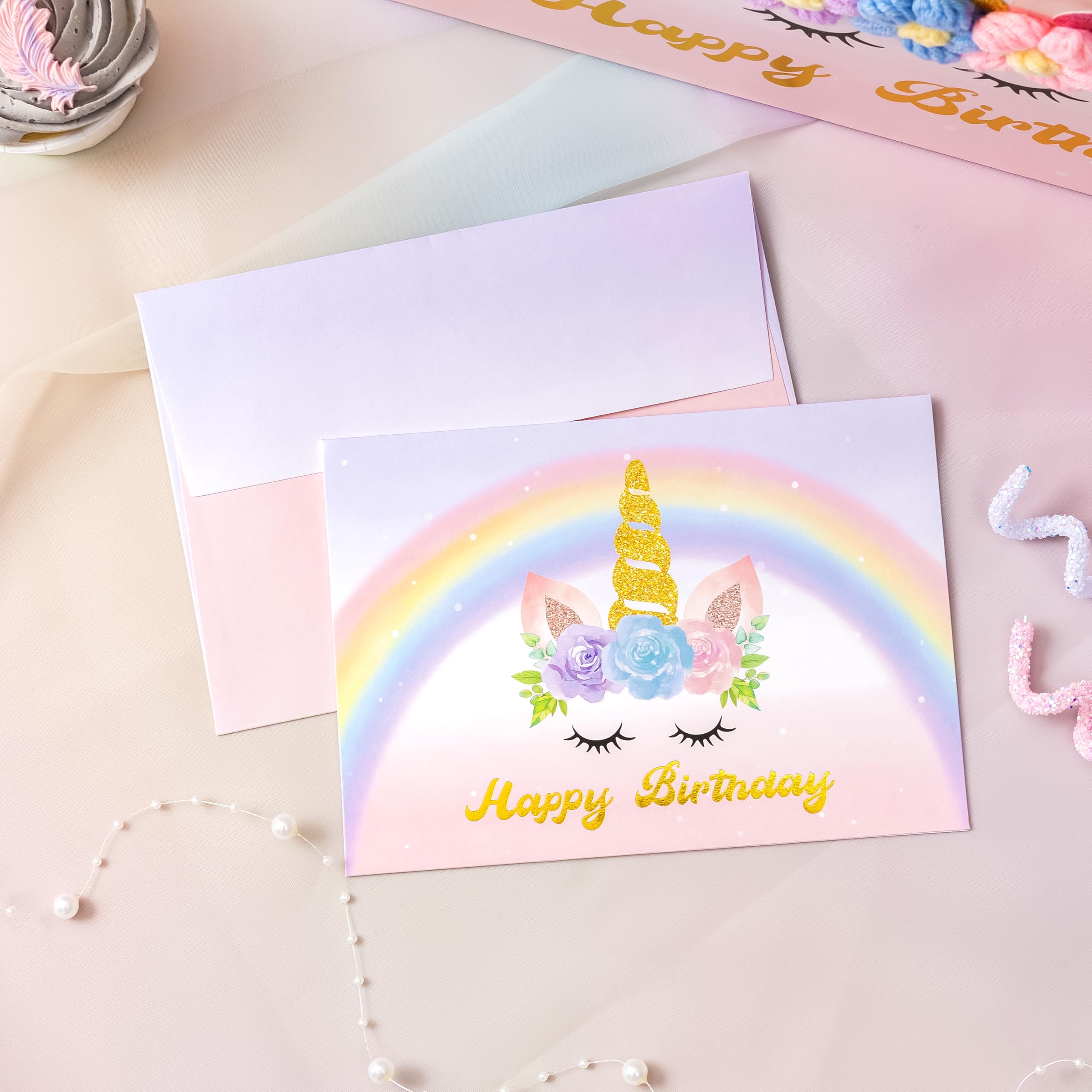 Crisky Unicorn Birthday Bags for Girls with Card & Tissue Paper, Birthday Gift Bags for Kids Baby Daughter Bday Party Decorations Gift Ideas