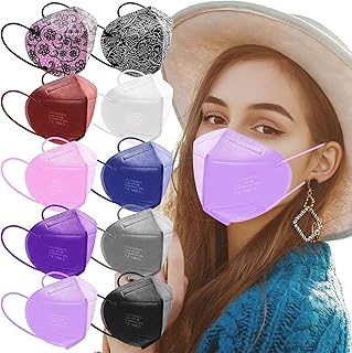 KN95 Face Mask, 20 Packs Individually Wrapped KN95 Mask, 5 layer Breathable Colorful KN95 Masks with design, 10 Colors