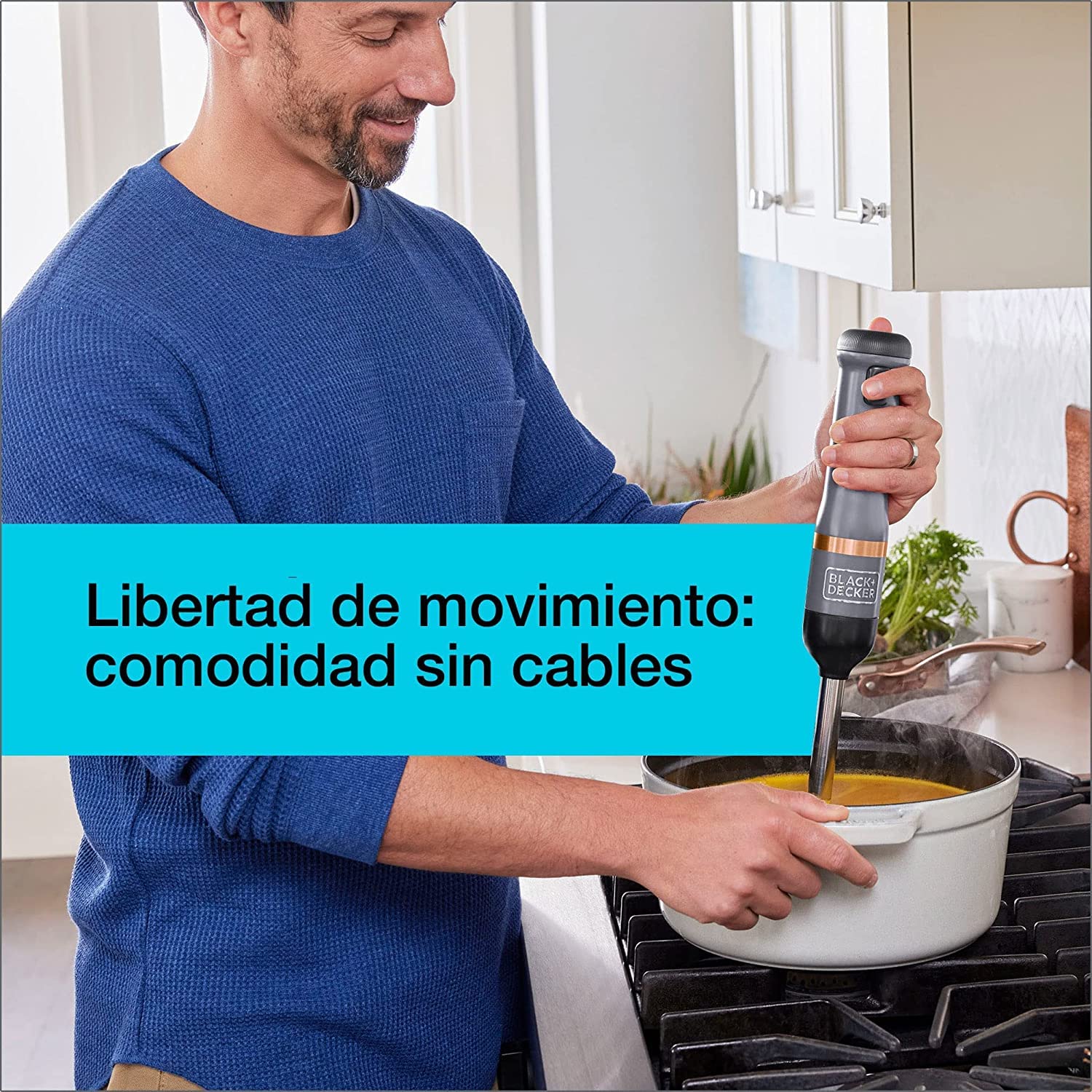 BLACK+DECKER Batidora de mano 7,2V, multifunción, 5 velocidades, inalámbrica, batería recargable, 32 min de autonomía, diseño compacto y ergonómico, incluye accesorios, BCKM1011KGF-QW