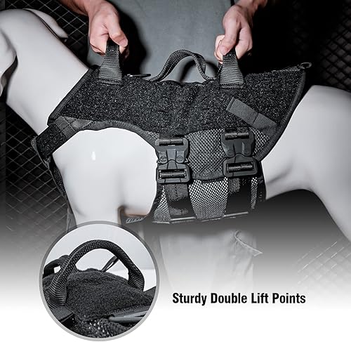 Miniatura 3 de PETAC GEAR Arnés táctico para perros grandes de trabajo, chaleco militar para perros de entrenamiento de policía, arnés Molle con asa