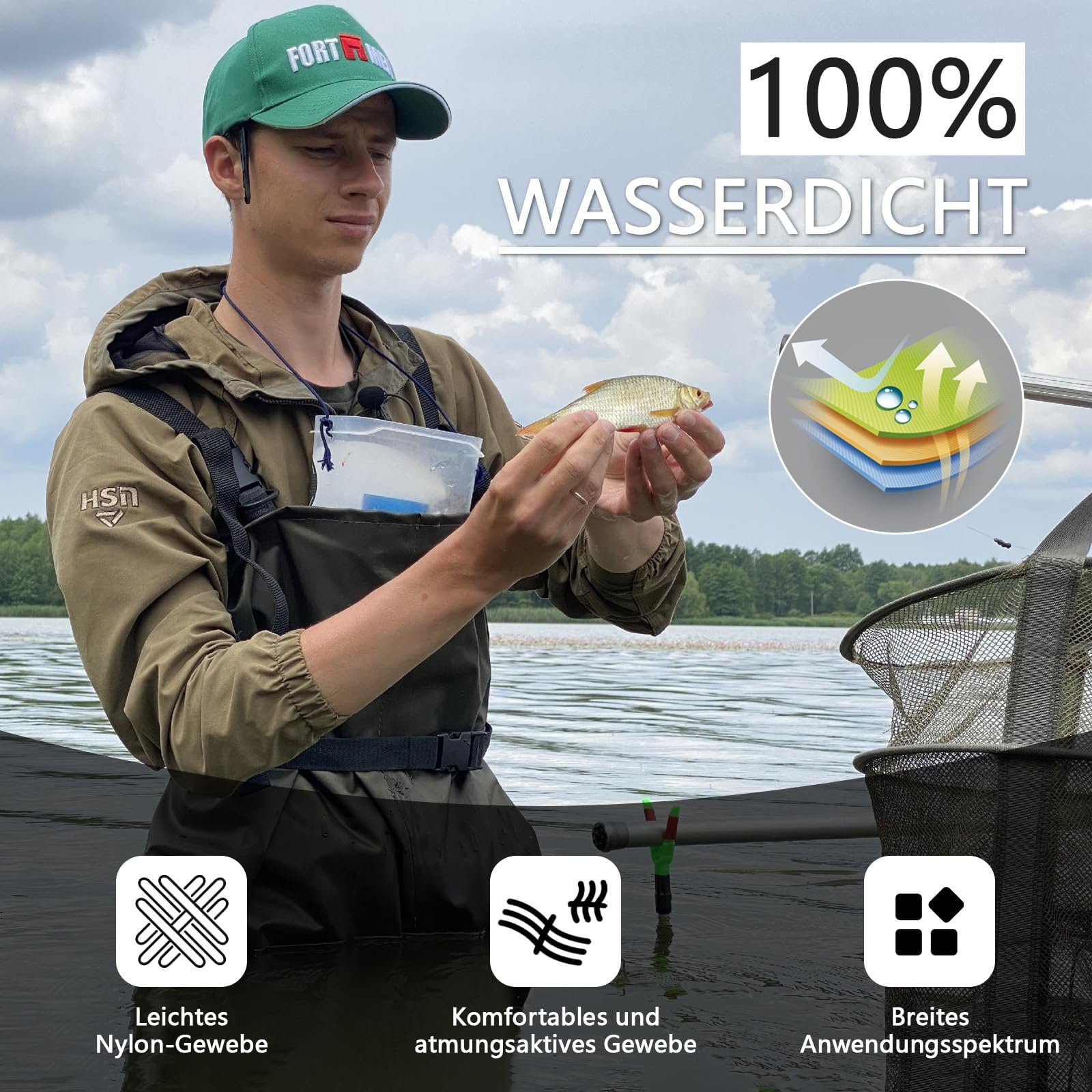 Waders pour homme et femme - Épaissir - Pantalon de pêche avec bottes, cuissardes - Poches de poitrine - Bretelles réglables - Waders en nylon - Pantalon de pêche