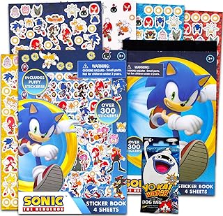 Sonic The Hedgehog Sticker Pack Ultimate Set ~ 500+ Sonic The Hedgehog Stickers Featuring Sonic, Knuckles, Tails, and More | Sonic Sticker Books for Kids Party Supplies, Party Favors Bundle