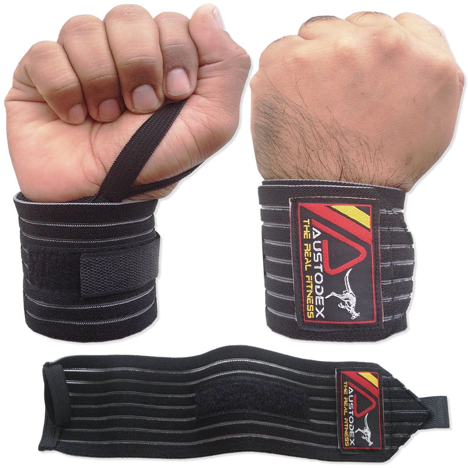 AUSTODEX-WRIST-SUPPORT-BODYBUILDING-WEIGHT-LIFTING BAR STRAP WRAP