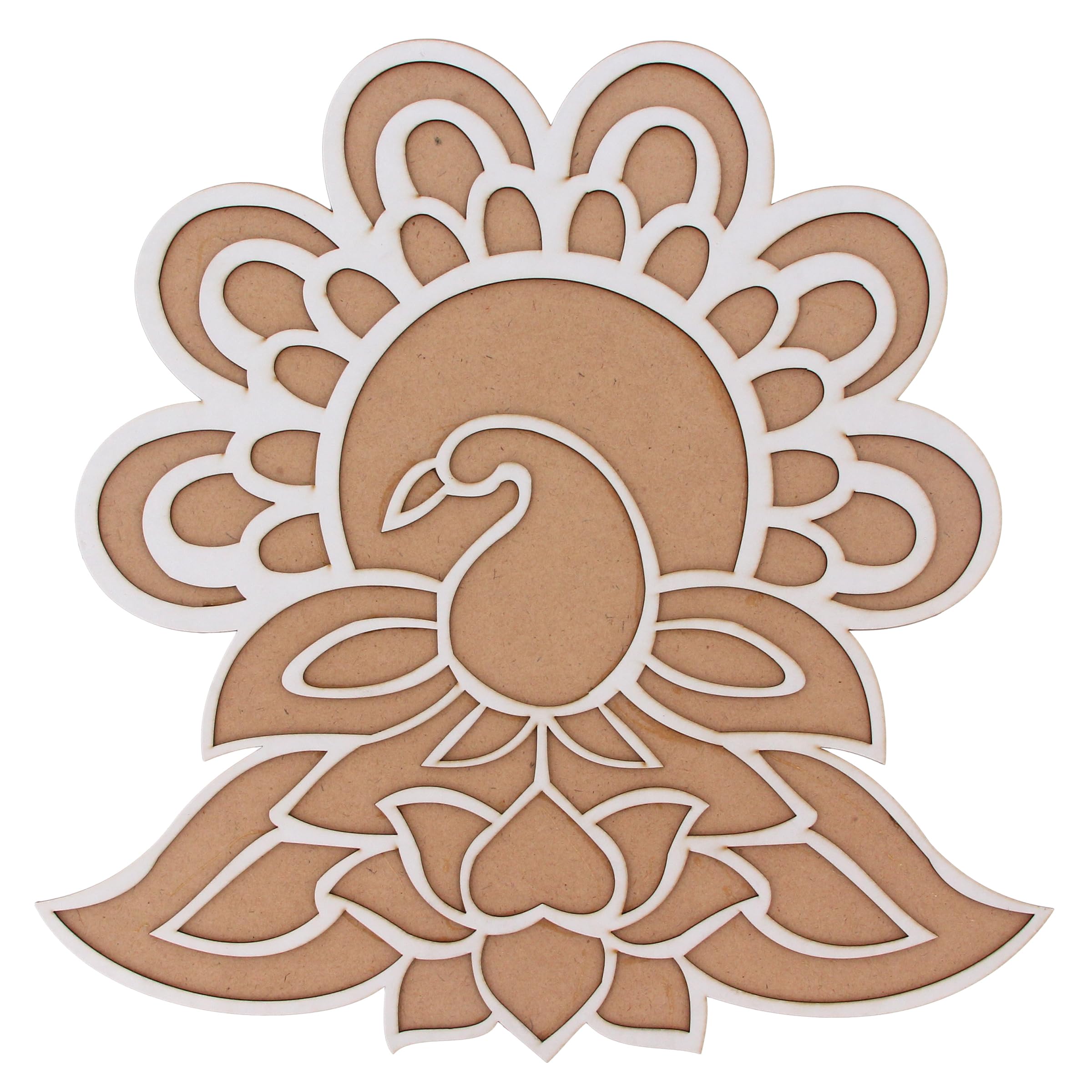 Rangoli Stencils Reusable MDF Wooden Base Diwali Decorations Easy to Fill Rangoli Stencil Tool Indian Mandala DIY Art Template for Home Floor Tile Décor Craft Projects Gift (15 Inch - Design 5)