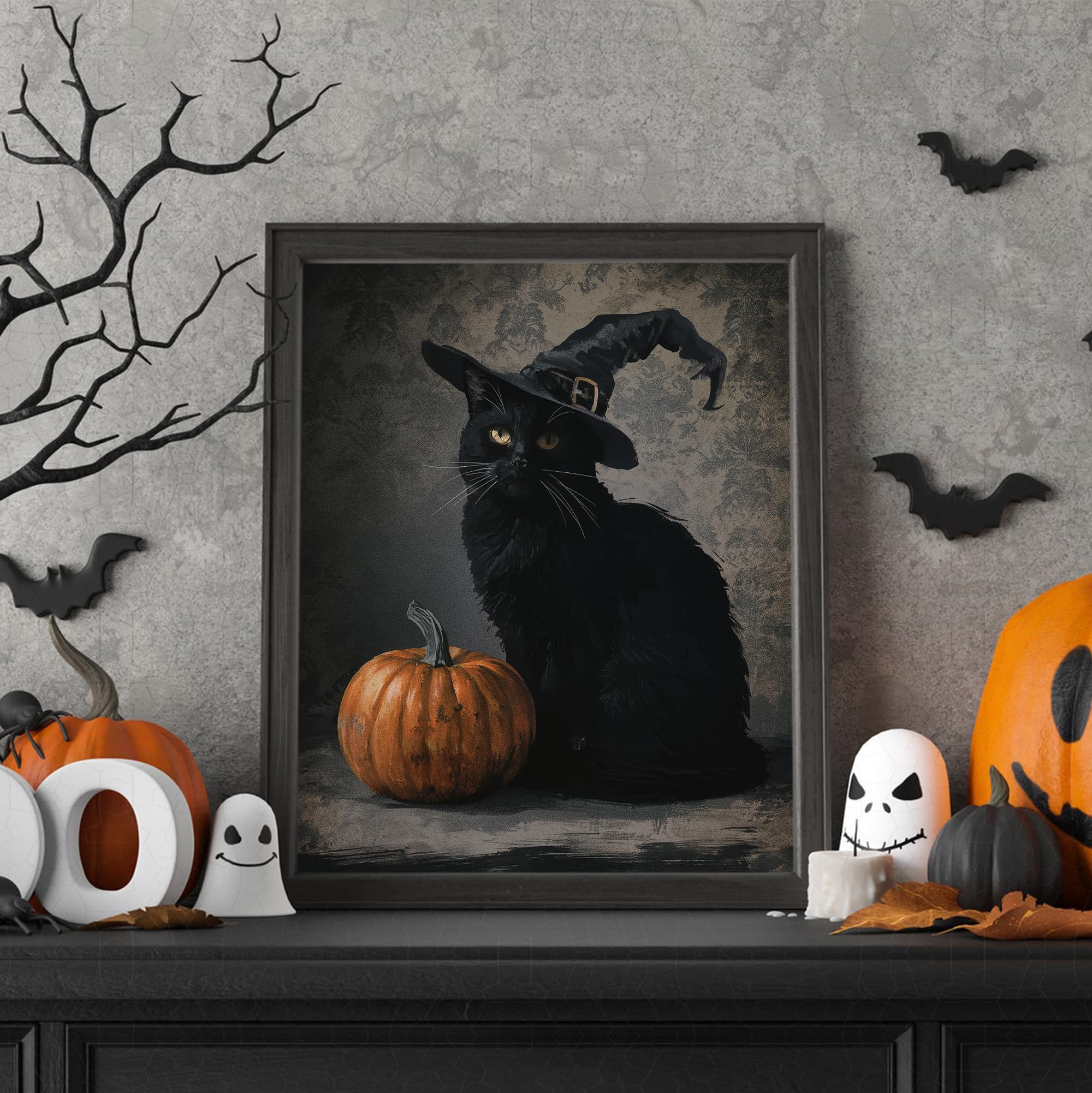 Amazon.com: NoctMeteor Vintage Black Cat Pumpkin Halloween Wall