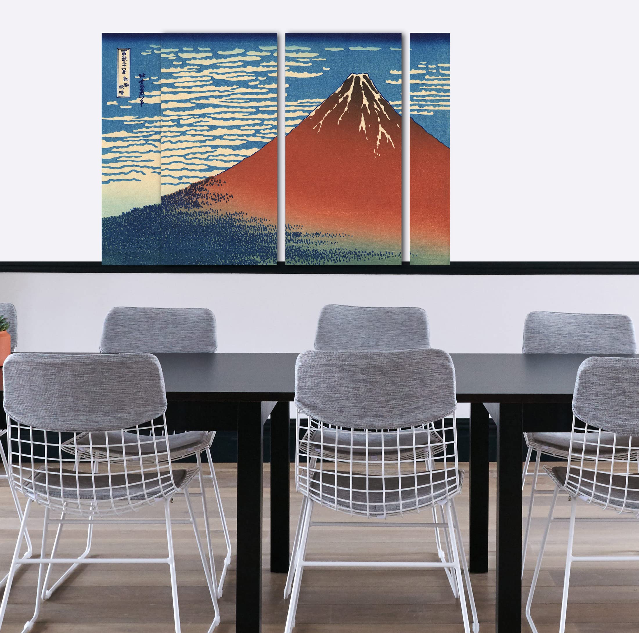 Printed Paintings Leinwand 3-teilig(120x80cm): Katsushika Hokusai - Südwind, klarer Himmel (Gaifū