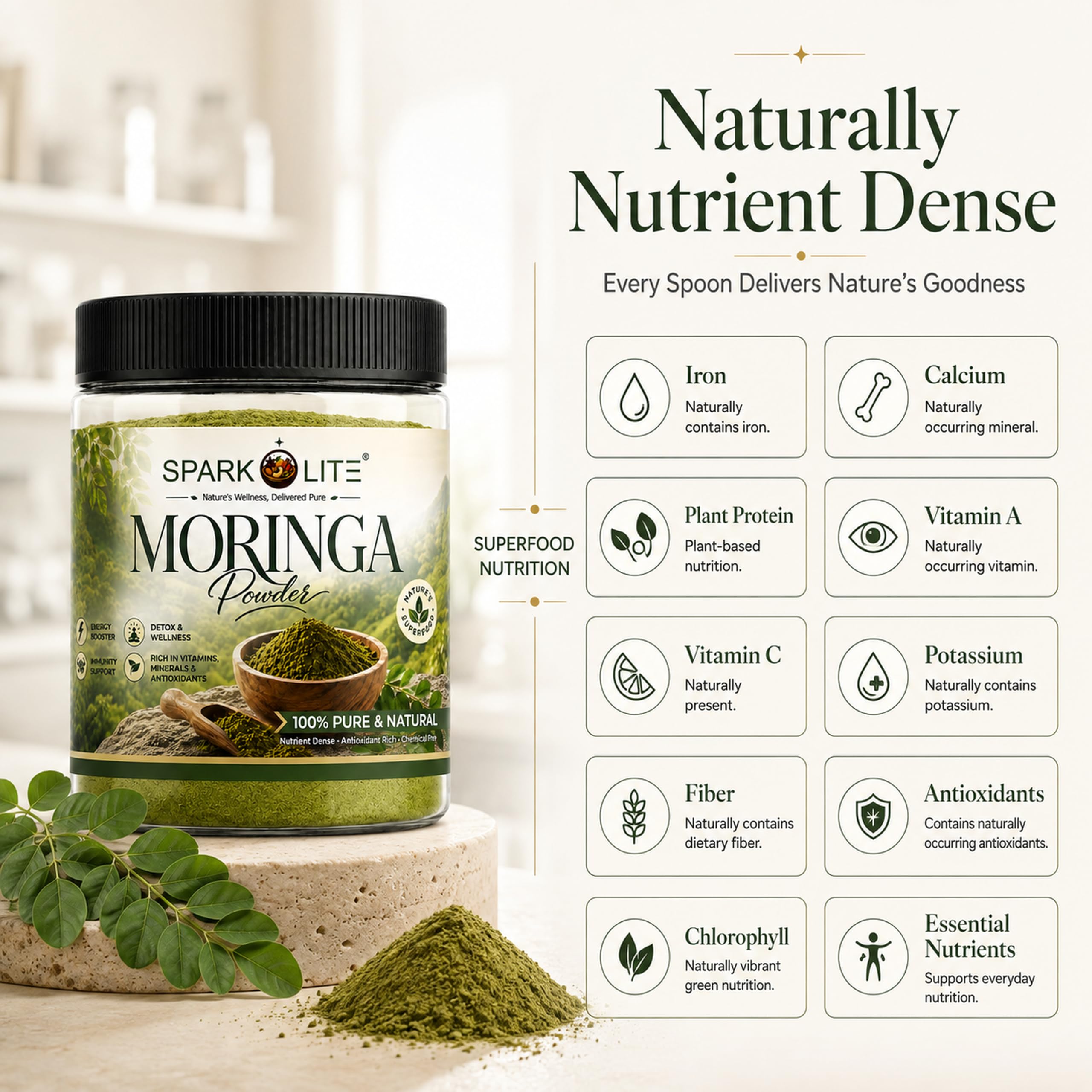 Organic Moringa Powder 500 gram | 100% Pure Moringa Leaf Powder | Drumstick Leaf Powder | Natural Superfood | No Preservatives — Amazon image 3