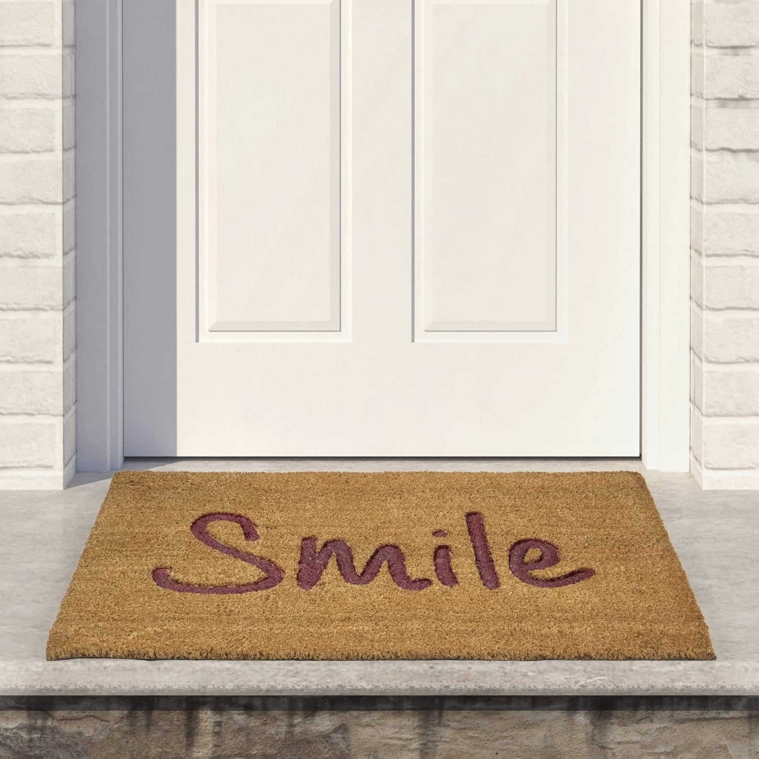 Northlight Natural Coir Smile Outdoor Rectangular Doormat 18" x 30"