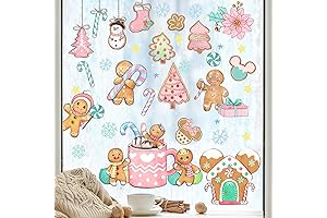 Mfault 148 PCS Merry Christmas Gingerbread Window Clings 9 Sheets