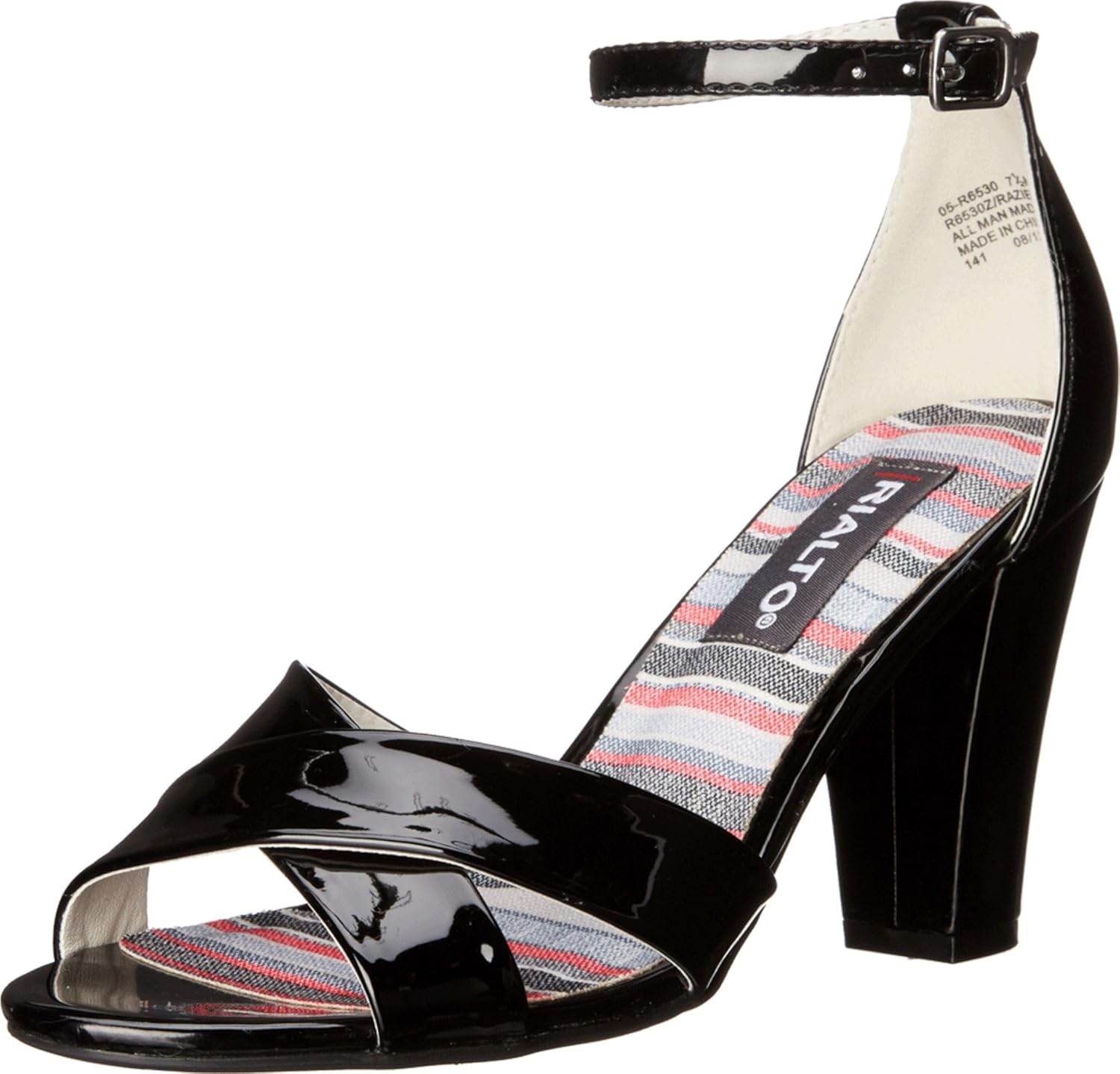 RIALTO Women's Raziela Black Patent Sandal Sandals