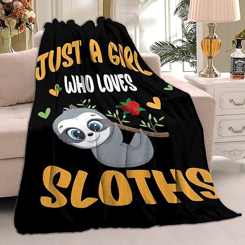 Miniatura 5 de Manta Girl Loves Sloths Mantas Suaves y Mantas de Franela Acogedora Liviana Colcha Regalo Perfecto para Cama Sofá Sillón-40 x 30 Extra Pequeña para
