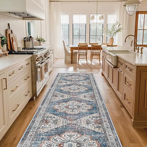 Alfombra lavable de pasillo de cocina 2 pies 6 x 12 pies, tapete envejecido, antideslizante, suave, alfombra para piso de habitación para comedor