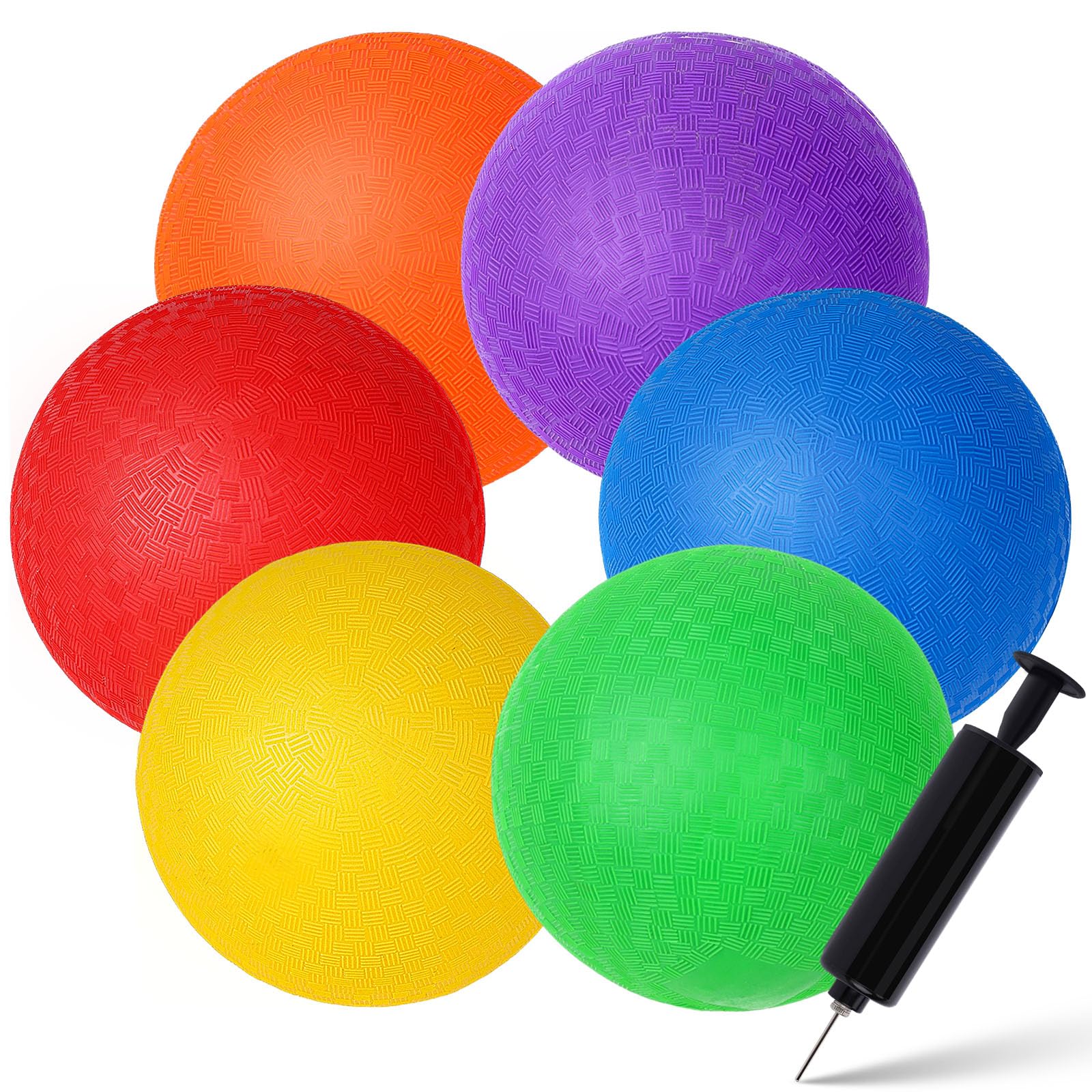 Shindel 6PCS Playground Ball with Air Pump, 5inch Inflatable Dodge Ball for Kids Indoor Outdoor